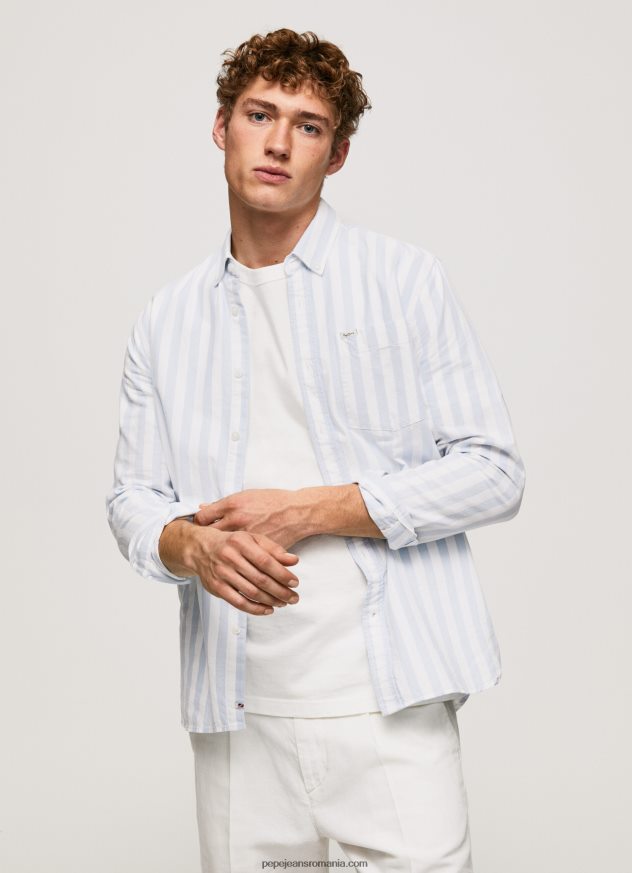cămașă oxford subțire lucius cu dungi bărbați Pepe Jeans albastru înălbitor 6Z0R461026