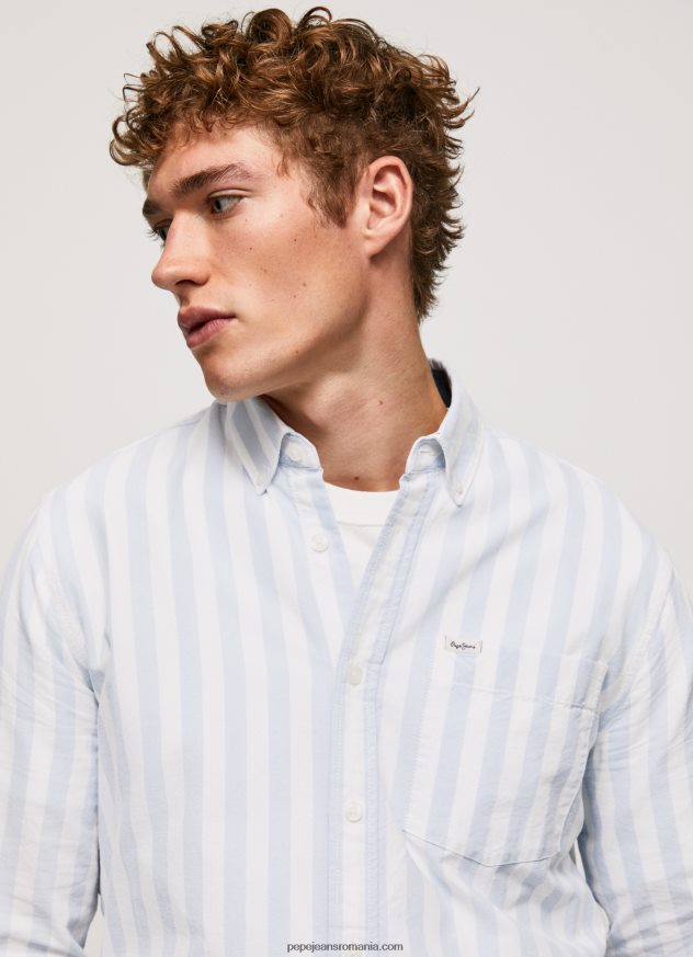 cămașă oxford subțire lucius cu dungi bărbați Pepe Jeans albastru înălbitor 6Z0R461026