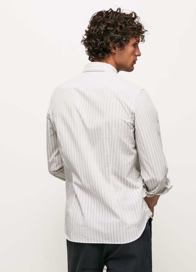 cămașă slim din poplin din bumbac bărbați Pepe Jeans alb 6Z0R461022