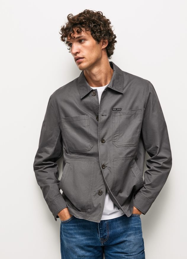 supracămașă din twill cu potrivire relaxată bărbați Pepe Jeans negru spalat 6Z0R461047