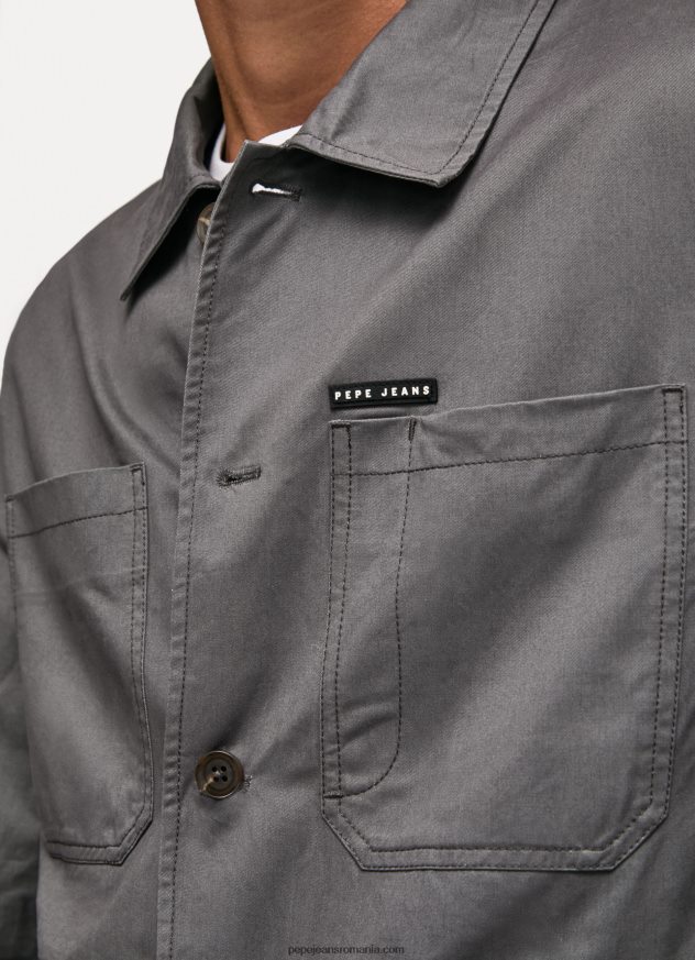 supracămașă din twill cu potrivire relaxată bărbați Pepe Jeans negru spalat 6Z0R461047