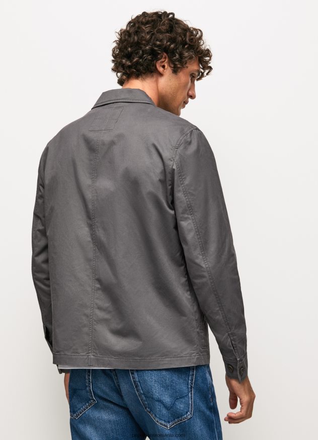 supracămașă din twill cu potrivire relaxată bărbați Pepe Jeans negru spalat 6Z0R461047