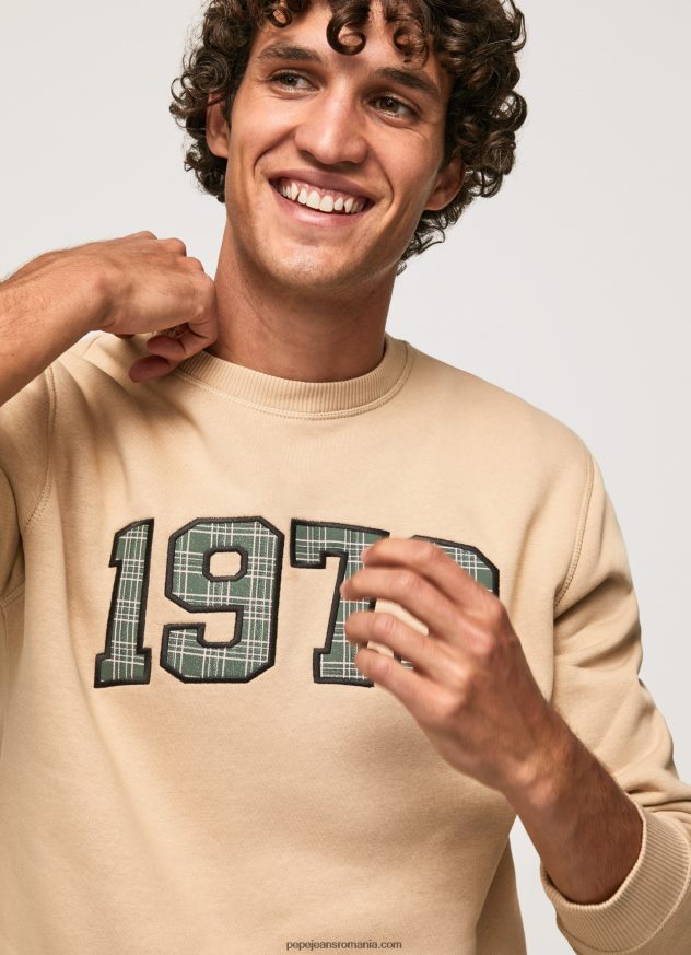 Pulover din bumbac cu logo 1973 bărbați Pepe Jeans piatră 6Z0R46889