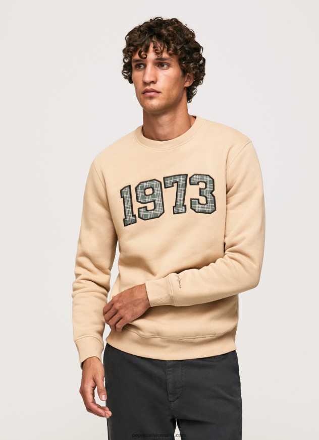 Pulover din bumbac cu logo 1973 bărbați Pepe Jeans piatră 6Z0R46889