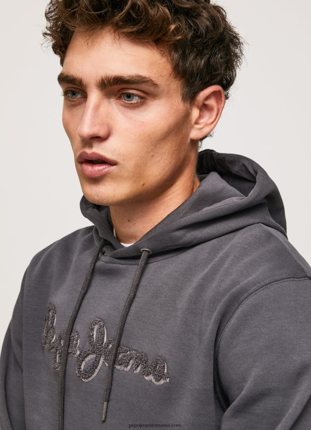 hanorac din bumbac bărbați Pepe Jeans negru spalat 6Z0R46875