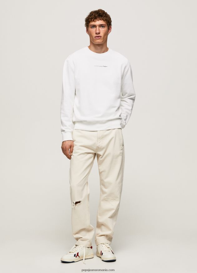 hanorac din bumbac imprimat cu logo bărbați Pepe Jeans alb 6Z0R46897