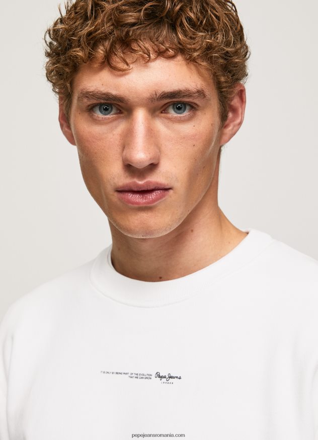 hanorac din bumbac imprimat cu logo bărbați Pepe Jeans alb 6Z0R46897