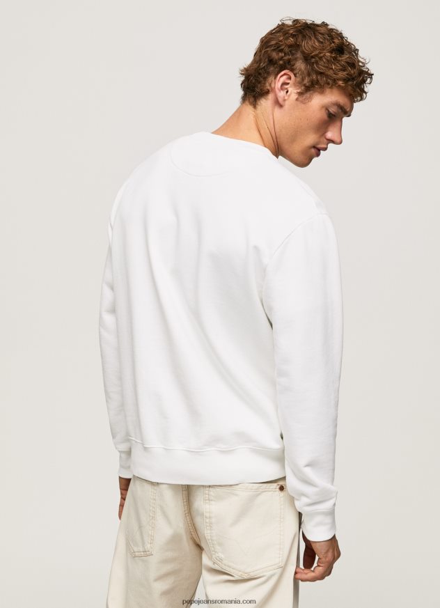 hanorac din bumbac imprimat cu logo bărbați Pepe Jeans alb 6Z0R46897