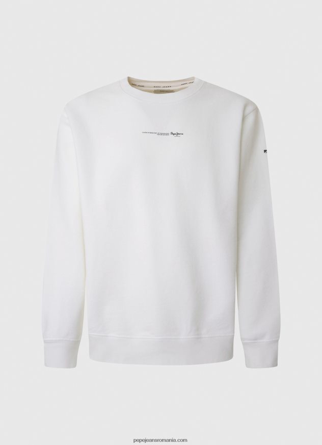 hanorac din bumbac imprimat cu logo bărbați Pepe Jeans alb 6Z0R46897