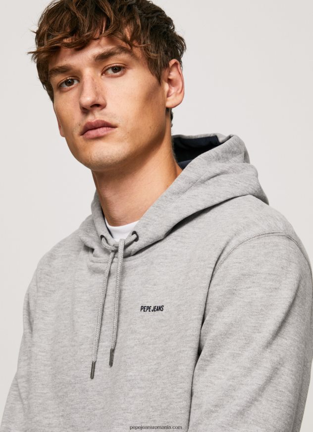 hanorac din bumbac reglabil bărbați Pepe Jeans marnă cenușie 6Z0R46896