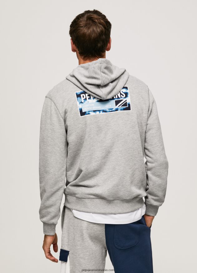 hanorac din bumbac reglabil bărbați Pepe Jeans marnă cenușie 6Z0R46896