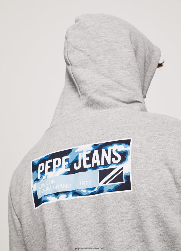 hanorac din bumbac reglabil bărbați Pepe Jeans marnă cenușie 6Z0R46896