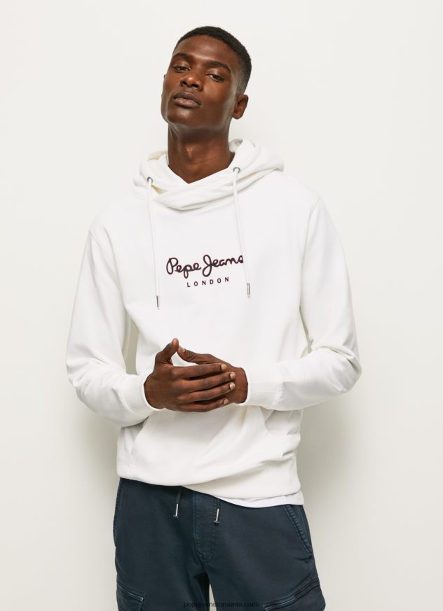 jumper cu logo de înaltă densitate bărbați Pepe Jeans alb 6Z0R46903