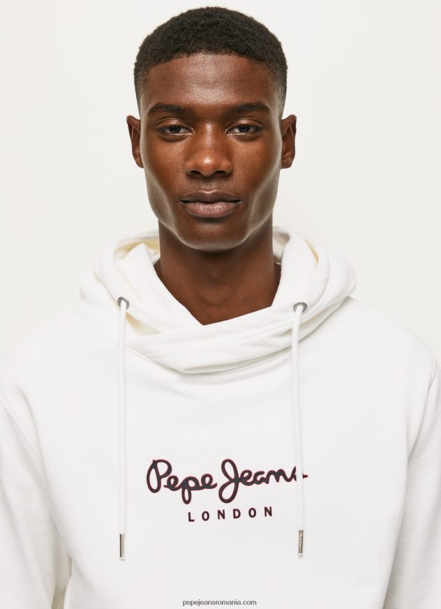 jumper cu logo de înaltă densitate bărbați Pepe Jeans alb 6Z0R46903