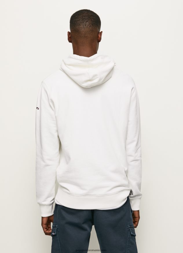 jumper cu logo de înaltă densitate bărbați Pepe Jeans alb 6Z0R46903