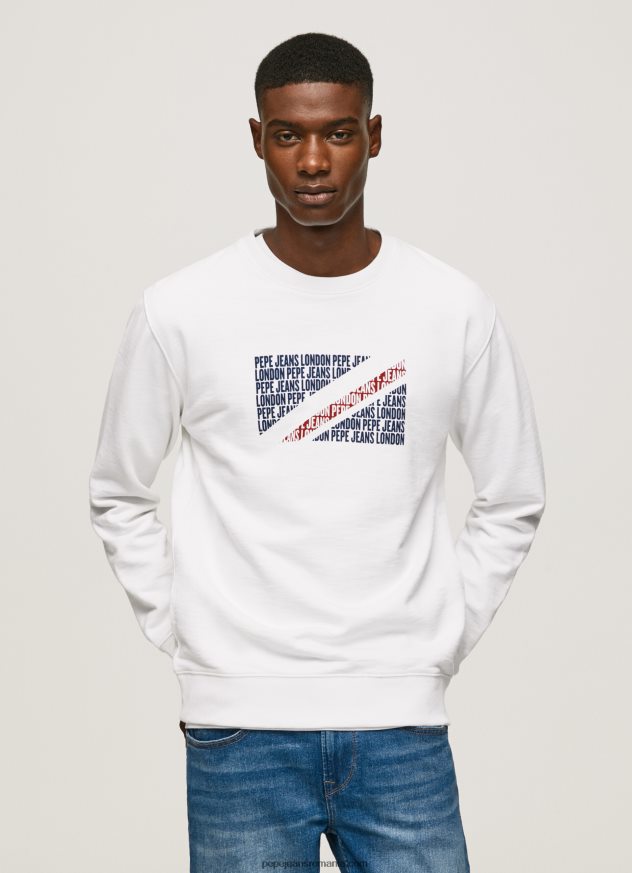 jumper cu logo-ul steagului bărbați Pepe Jeans alb 6Z0R46899