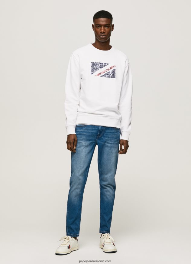 jumper cu logo-ul steagului bărbați Pepe Jeans alb 6Z0R46899