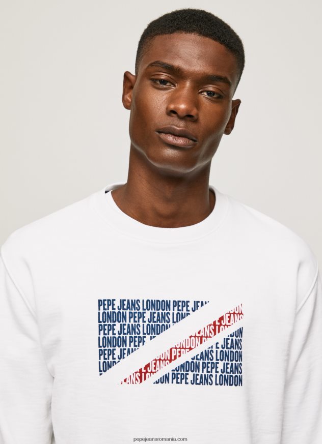 jumper cu logo-ul steagului bărbați Pepe Jeans alb 6Z0R46899