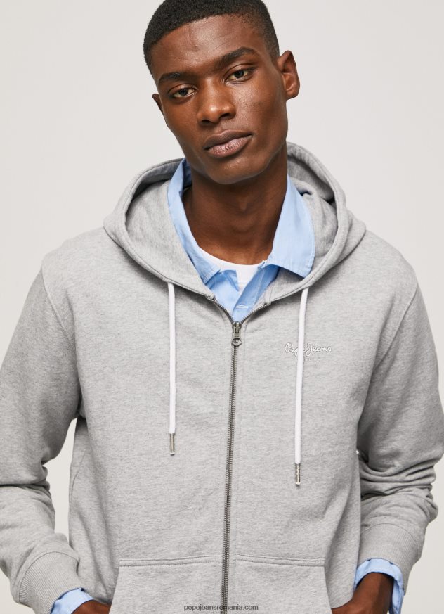 pulover cu fermoar cu imprimeu logo bărbați Pepe Jeans marnă cenușie 6Z0R46883