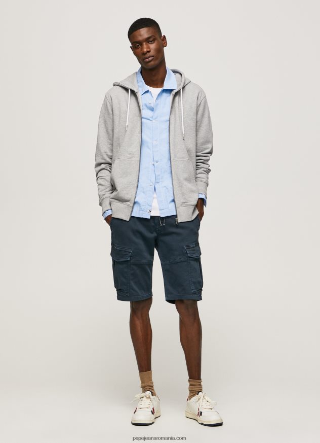 pulover cu fermoar cu imprimeu logo bărbați Pepe Jeans marnă cenușie 6Z0R46883