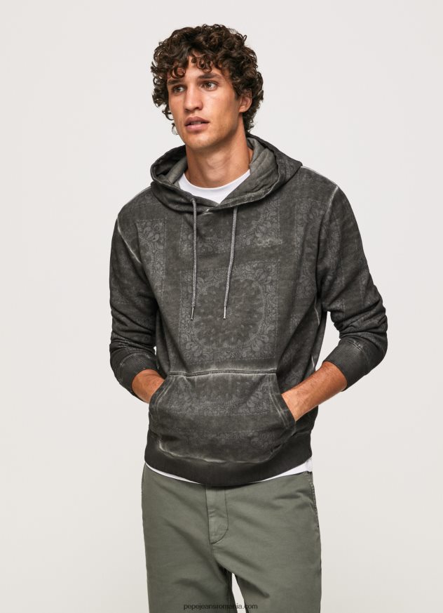 pulover din bumbac bandana bărbați Pepe Jeans negru spalat 6Z0R46893