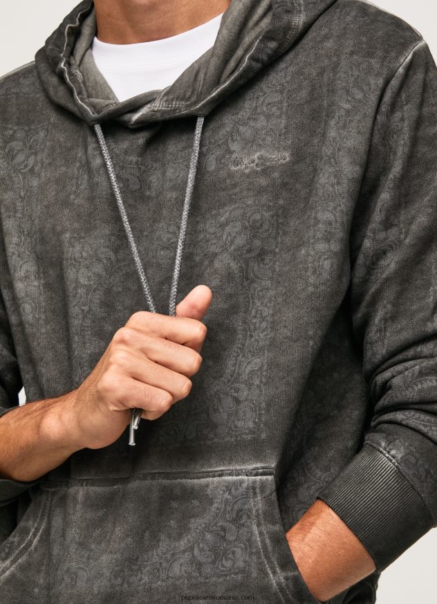 pulover din bumbac bandana bărbați Pepe Jeans negru spalat 6Z0R46893