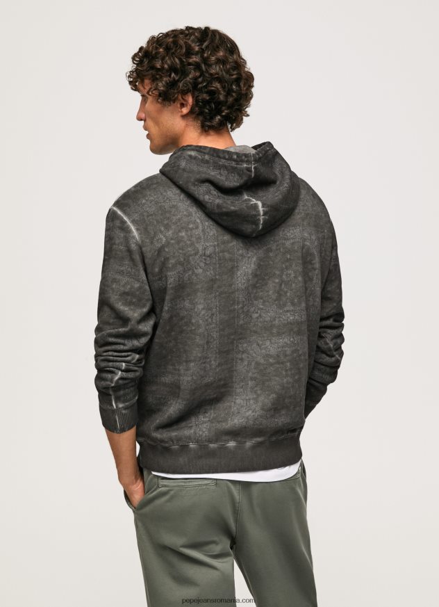 pulover din bumbac bandana bărbați Pepe Jeans negru spalat 6Z0R46893