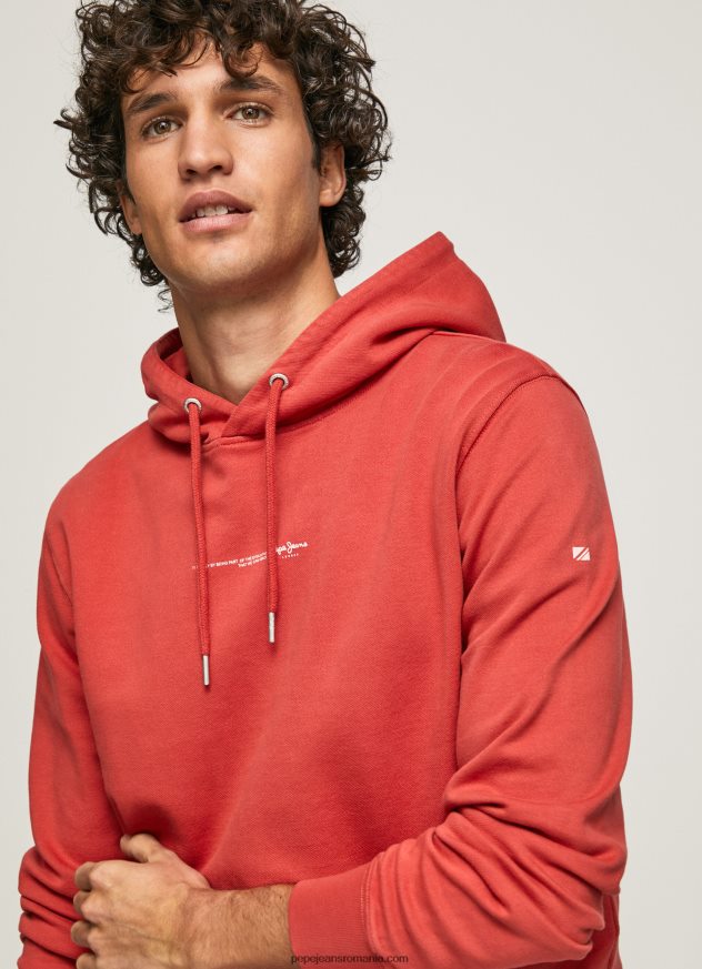 pulover din bumbac cu glugă bărbați Pepe Jeans studio roșu 6Z0R46909