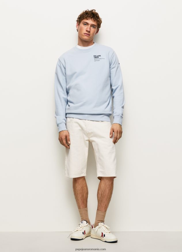 pulover din bumbac cu guler rotunjit bărbați Pepe Jeans albastru înălbitor 6Z0R46869