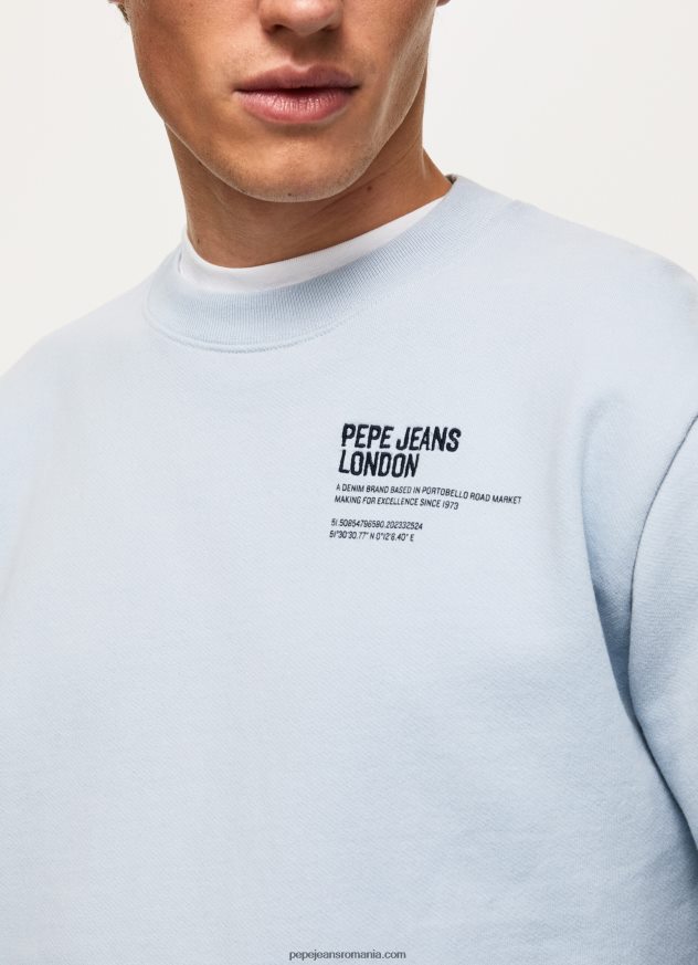 pulover din bumbac cu guler rotunjit bărbați Pepe Jeans albastru înălbitor 6Z0R46869