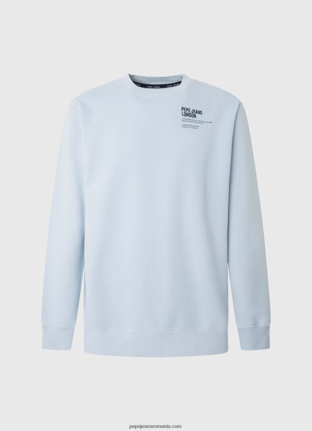 pulover din bumbac cu guler rotunjit bărbați Pepe Jeans albastru înălbitor 6Z0R46869