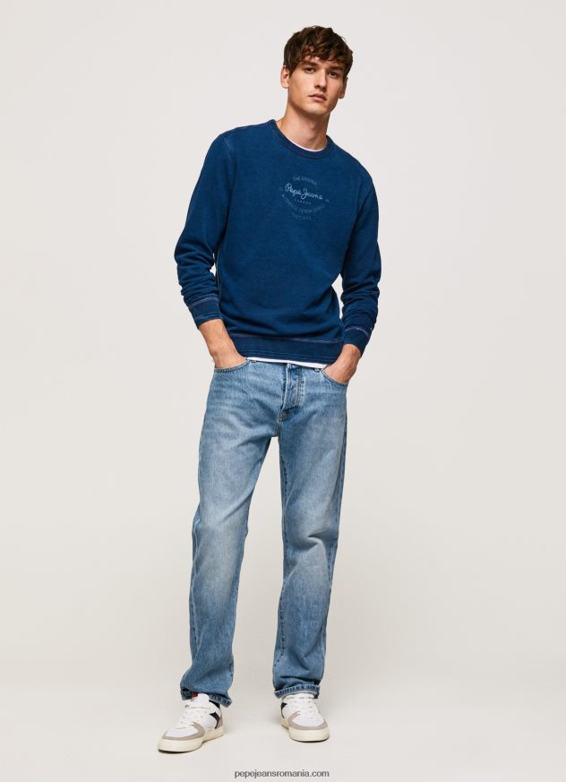pulover din bumbac cu guler rotunjit bărbați Pepe Jeans indigo 6Z0R46868