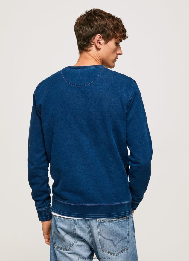 pulover din bumbac cu guler rotunjit bărbați Pepe Jeans indigo 6Z0R46868
