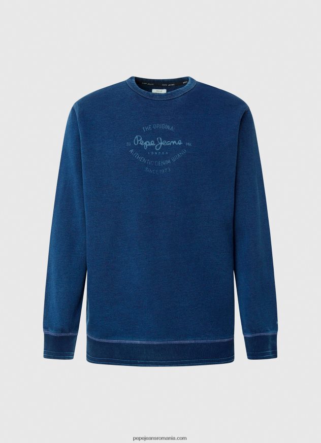 pulover din bumbac cu guler rotunjit bărbați Pepe Jeans indigo 6Z0R46868