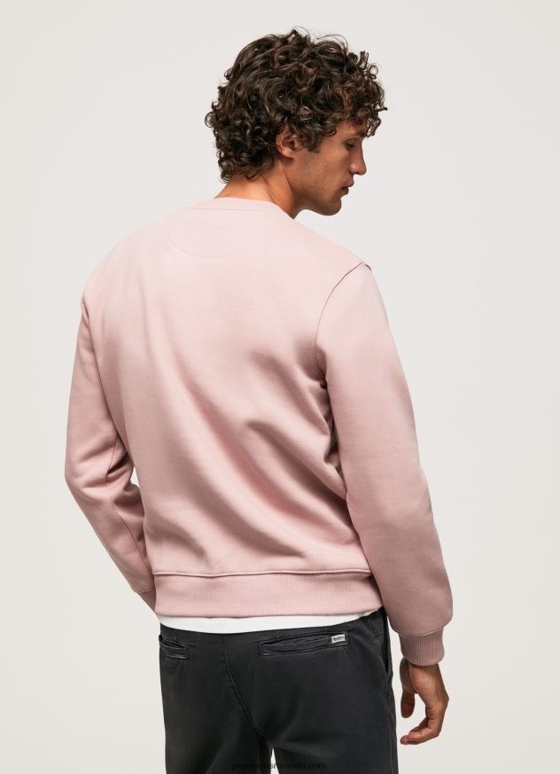 pulover din bumbac cu logo brodat bărbați Pepe Jeans înălbitor roz 6Z0R46882