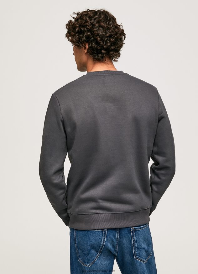 pulover din bumbac cu logo brodat bărbați Pepe Jeans negru spalat 6Z0R46872