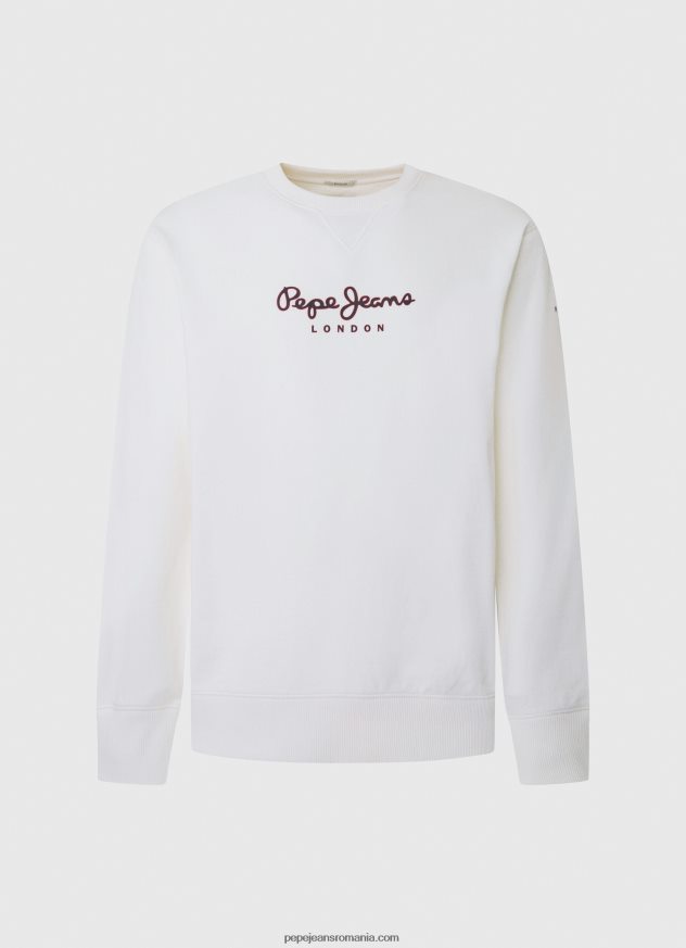 pulover din bumbac cu logo imprimat bărbați Pepe Jeans alb 6Z0R46880