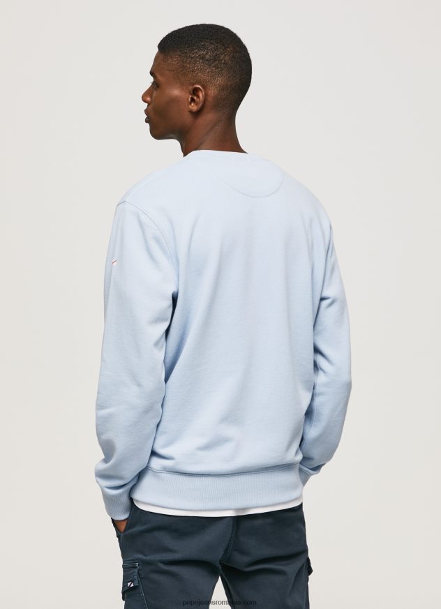 pulover din bumbac cu logo imprimat bărbați Pepe Jeans albastru înălbitor 6Z0R46876