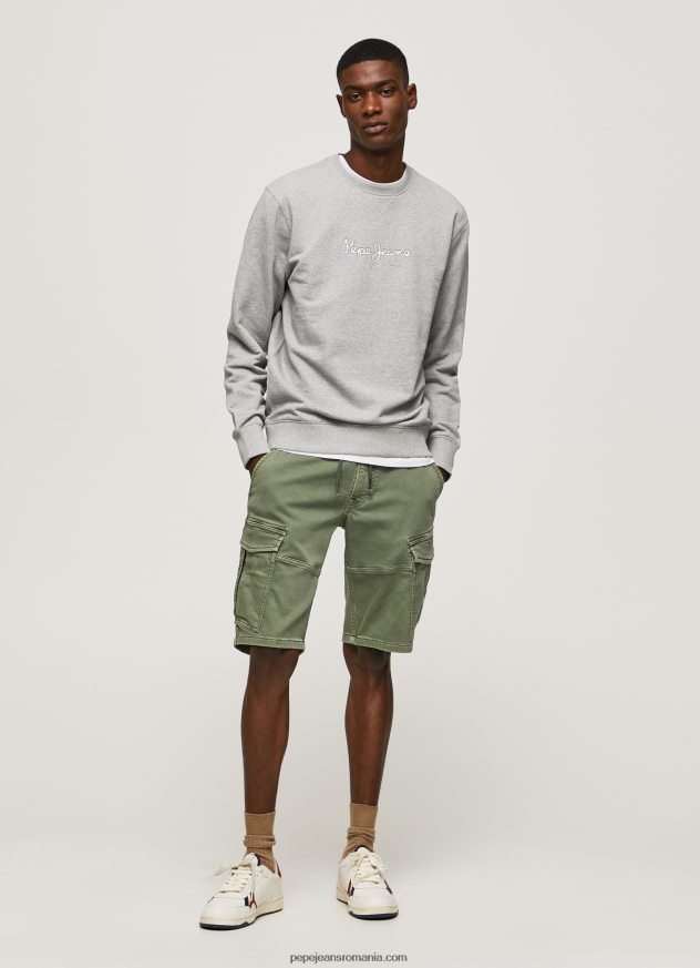 pulover din bumbac cu logo imprimat bărbați Pepe Jeans marnă cenușie 6Z0R46895