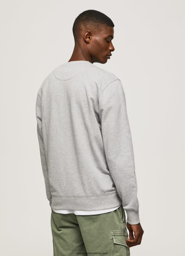 pulover din bumbac cu logo imprimat bărbați Pepe Jeans marnă cenușie 6Z0R46895