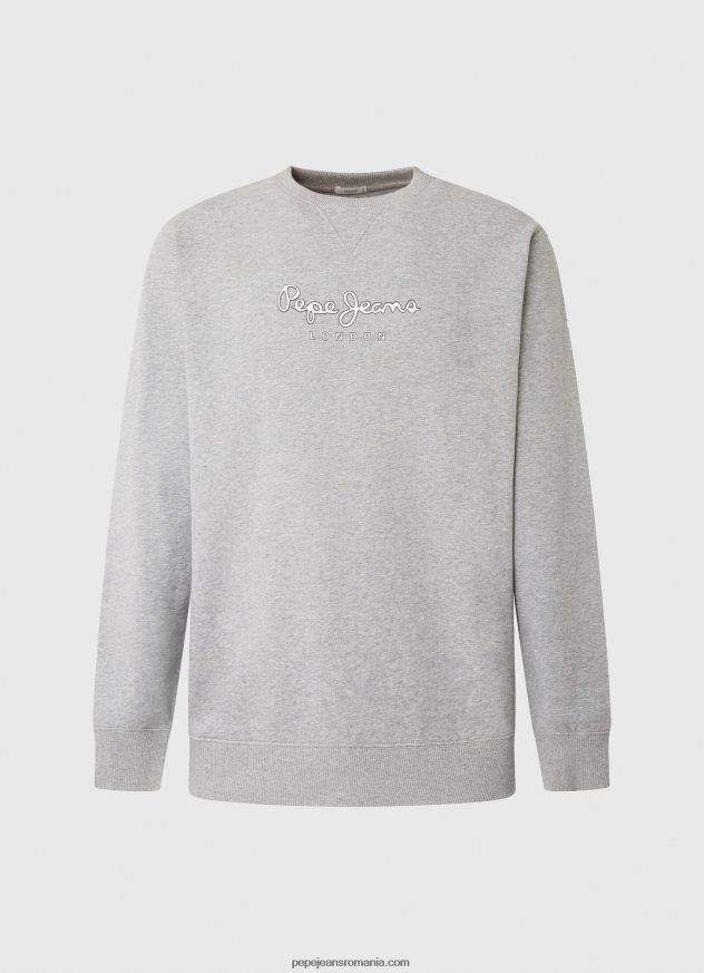 pulover din bumbac cu logo imprimat bărbați Pepe Jeans marnă cenușie 6Z0R46895