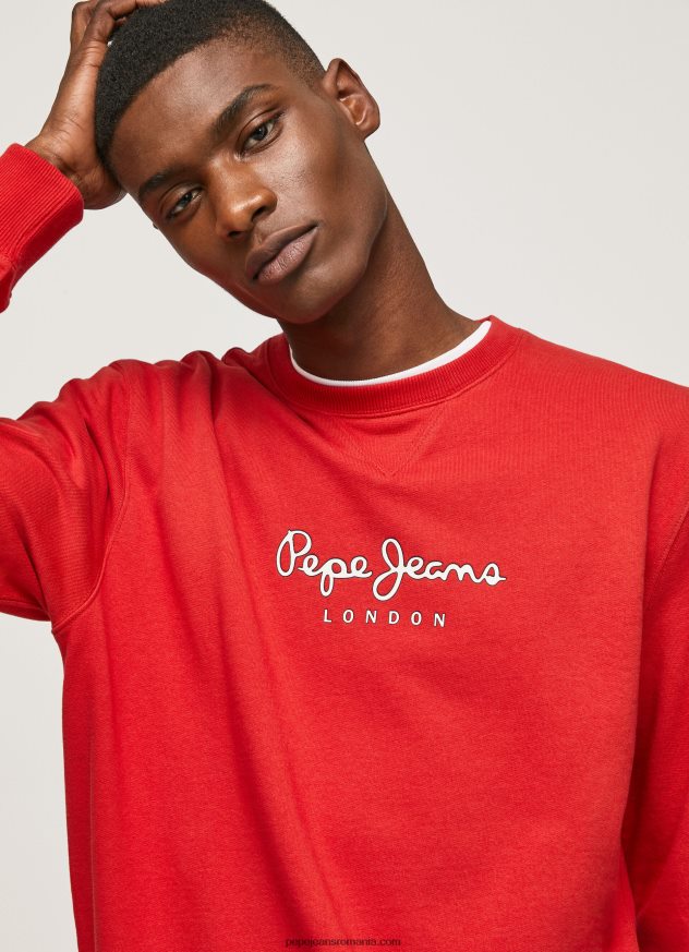 pulover din bumbac cu logo imprimat bărbați Pepe Jeans studio roșu 6Z0R46890
