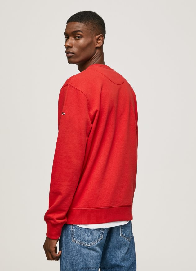 pulover din bumbac cu logo imprimat bărbați Pepe Jeans studio roșu 6Z0R46890