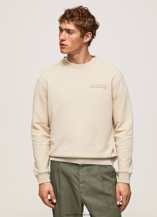 pulover din bumbac spălat cu acid bărbați Pepe Jeans malţ 6Z0R46886