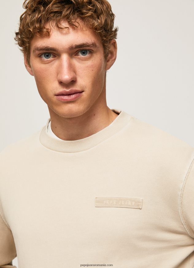 pulover din bumbac spălat cu acid bărbați Pepe Jeans malţ 6Z0R46886