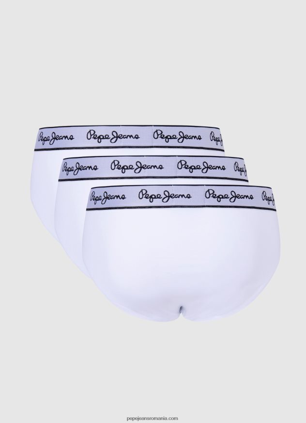Pachet 3 slip elastic din bumbac bărbați Pepe Jeans alb 6Z0R461156