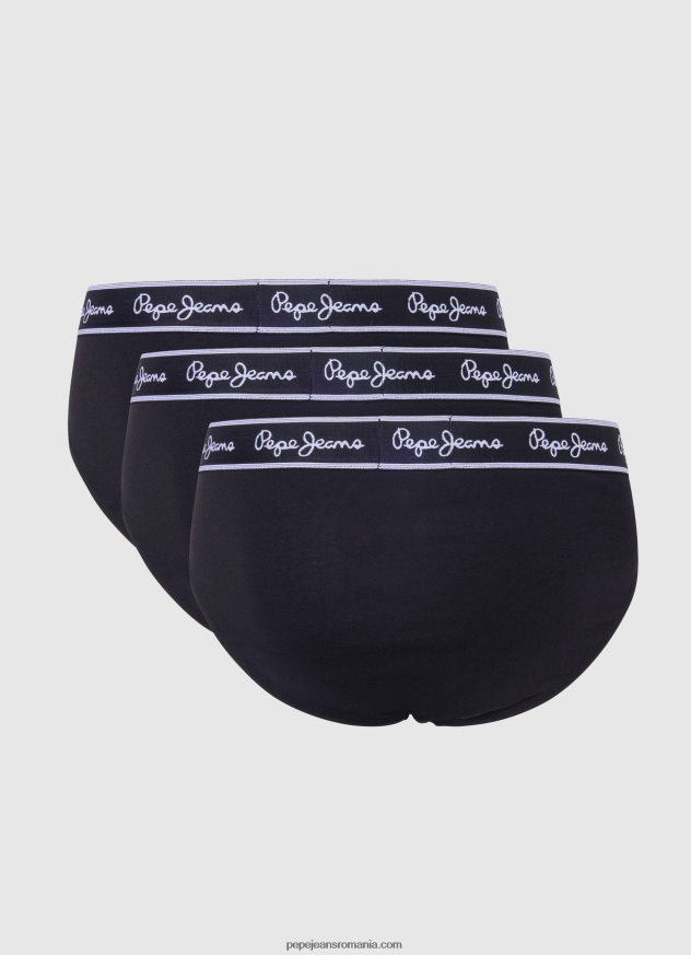 Pachet 3 slip elastic din bumbac bărbați Pepe Jeans negru 6Z0R461158