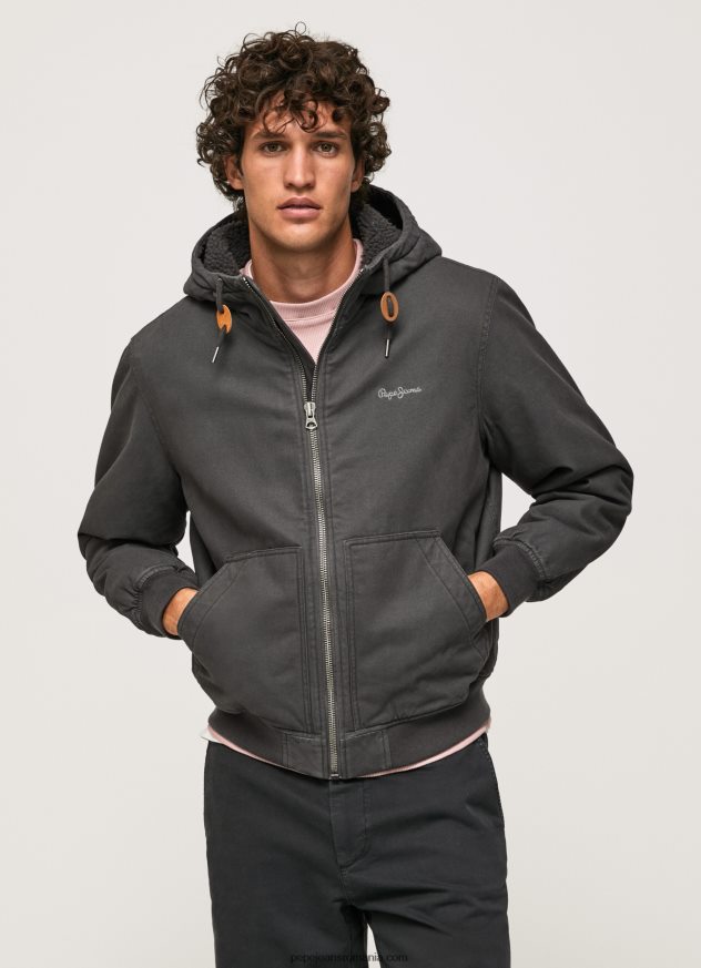 jachetă cu căptușeală fleece bărbați Pepe Jeans negru spalat 6Z0R46836