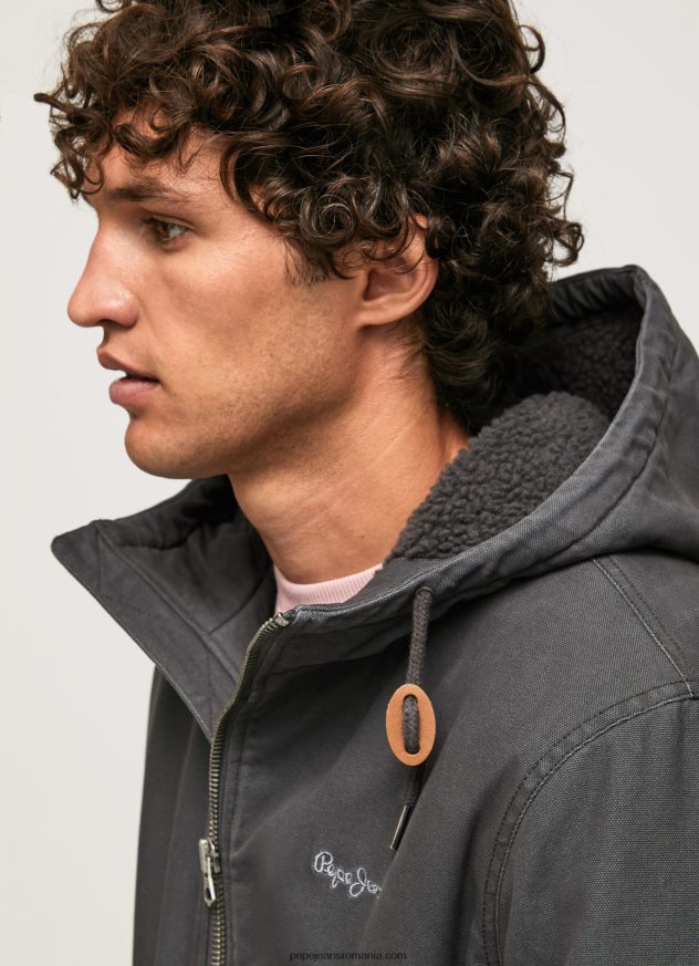 jachetă cu căptușeală fleece bărbați Pepe Jeans negru spalat 6Z0R46836