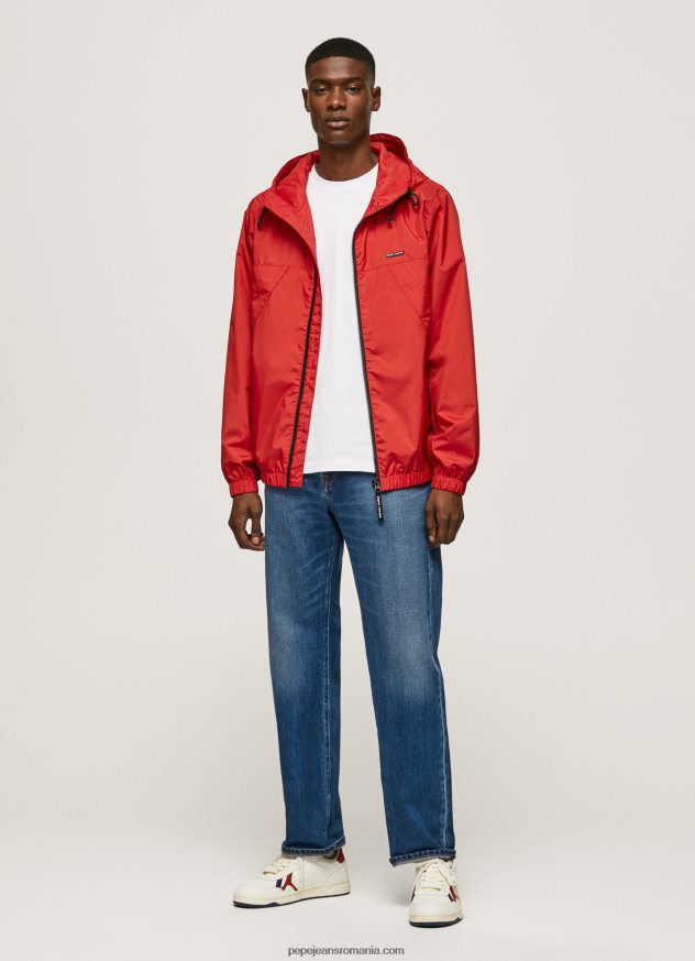 jachetă de vânt cu glugă bărbați Pepe Jeans studio roșu 6Z0R46824
